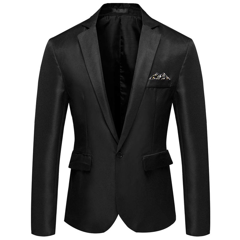 YFFUSHI Men's Casual Suit Jacket Slim Fit One Button Notched Lapel Business Daily Lightweight Blazer Jacket Black - Image 1